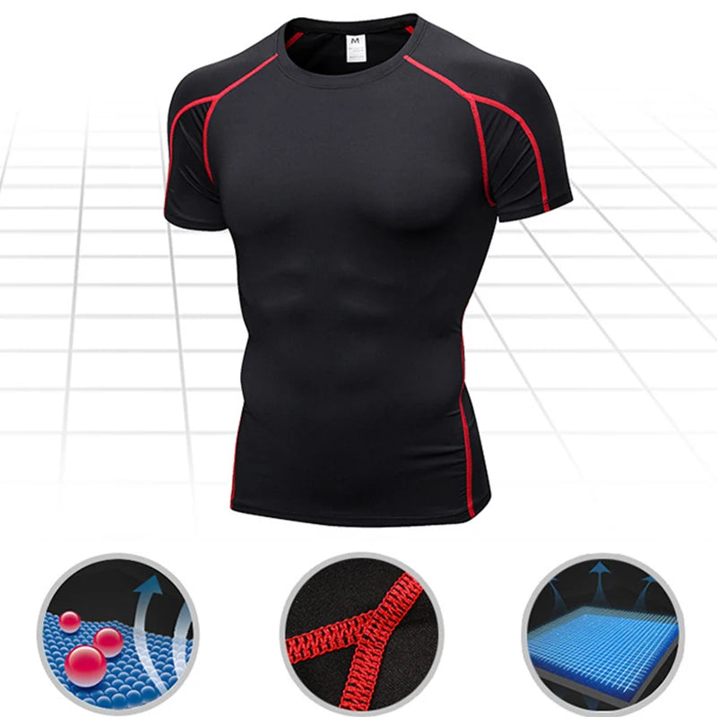 Men's Compression Top T-shirt Shorts Running Workout Fitness Gym